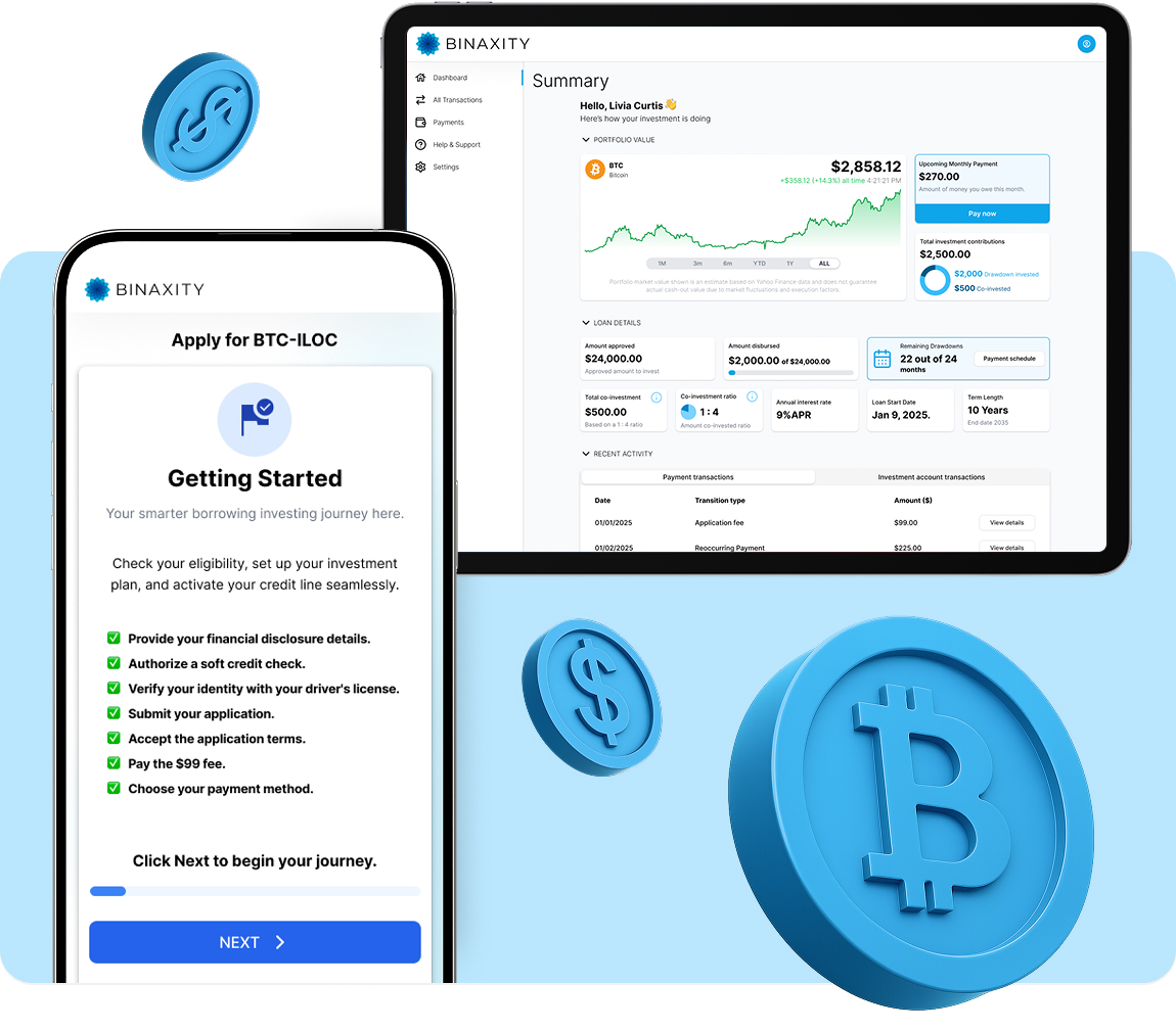 Binaxity dashboard on mobile